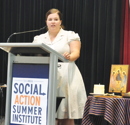 Marissa Castellanos Marissa Castellanos, program manager for Kentucky Rescue and Restore Victims of Human Trafficking, part of Catholic Charities Louisville, presented a talk titled “Human Trafficking — A Call to Action” July 30 at Bellarmine University as part of the Social Action Summer Institute.