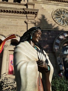 Kateri Tekakwitha in Santa Fe Catholic Cathedral.  Photo by Jim McIntosh.
