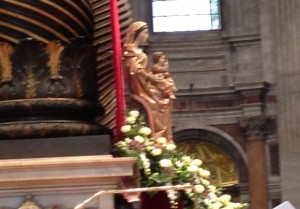 photo May Mary,the Star of the New Evangelization, intercede for us. (Photo taken from my seat in St. Peter's Basilica.)