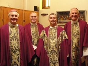 From left: Bishop Gainer, Bishop Roger Foys of Covington, Bishop William Medley of Owensboro, and Archbishop Kurtz