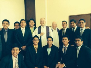 Seminarians in Leon, Mexico welcome us for Mass at Cristo Rey shrine high on mountain in Guanajuato.