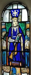 A photo of a stained glass window depicting St. Margaret of Scotland from a chapel in Edinburgh by photographer Kjetil Bjørnsrud. - See more at: