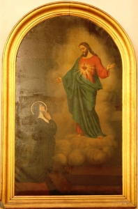 A painting of St. Margaret Mary and her vision of the Sacred Heart of Jesus at St. Lazarus Church in Marseille, France by Rvalette