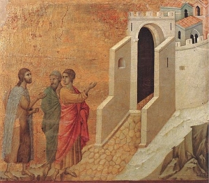 The Road to Emmaus by Duccio di Buoninsegna (Public Domain)