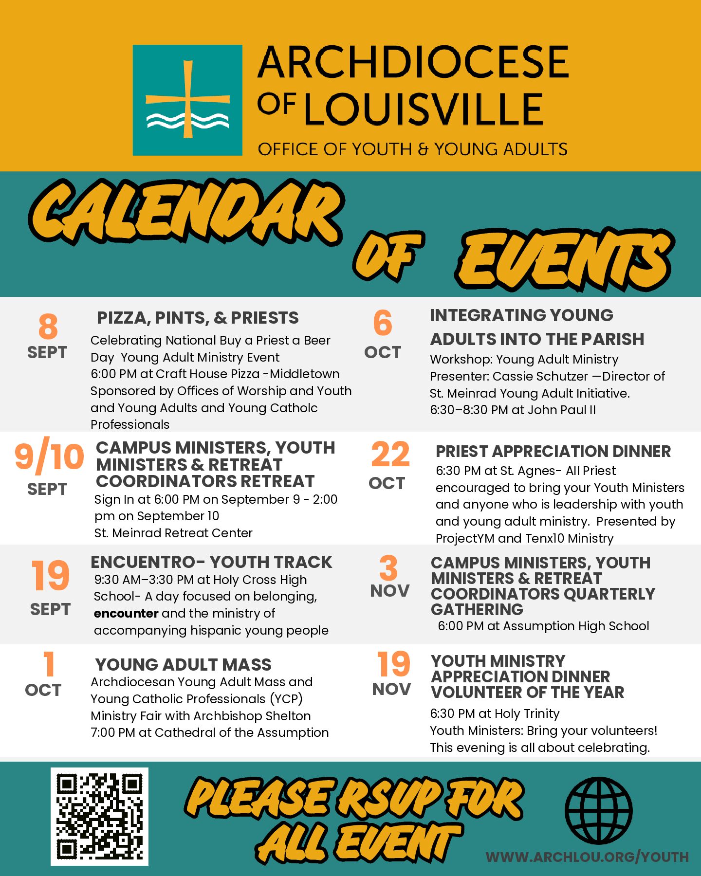 Calendar of Events- Sept